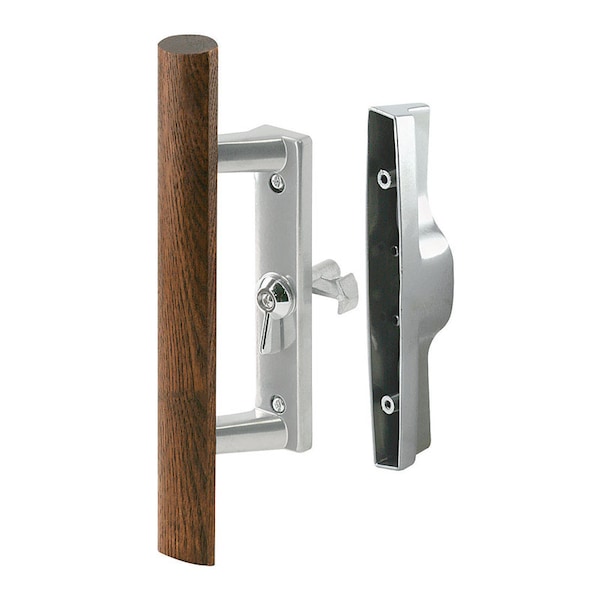 Prime-Line Wood Tone Metal Outdoor Patio Door Handle Set